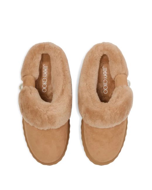 Jimmy Choo Brown Diamond Maxi Slippers
