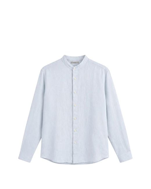 Seventy Blue Band-Collar Linen Shirt for men