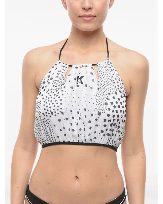 Karl Lagerfeld Gray Patterned Crop Top