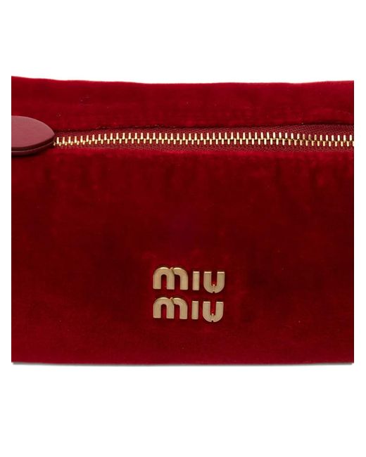 Miu Miu Red Logo-Plaque Shoulder Bag