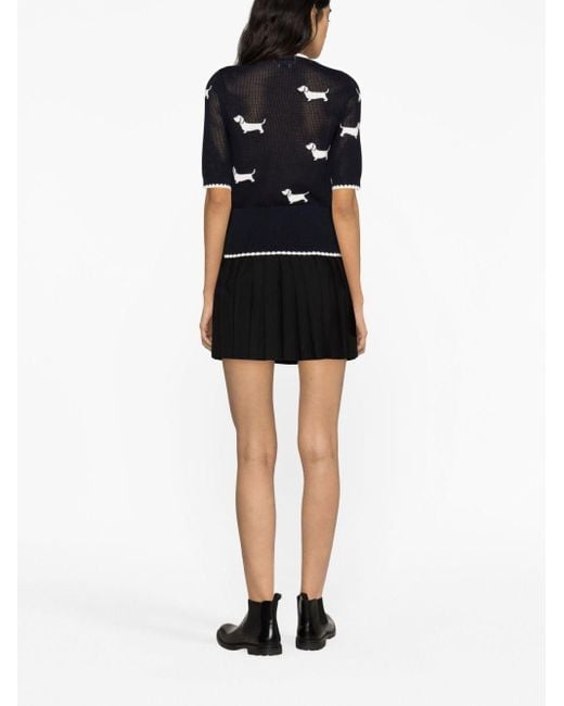 Thom Browne Black Hector Icon Pointelle-knit Top