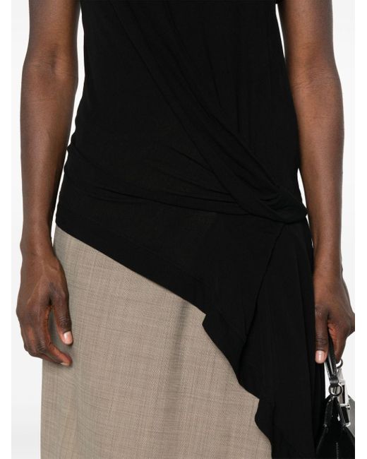 Camiseta asimétrica con detalle drapeado Yohji Yamamoto de color Black