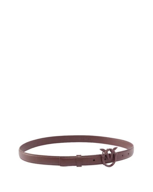 Pinko Red Thin Colour-Block Love Birds Leather Belt