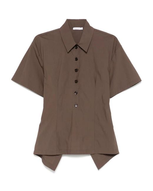 Patrizia Pepe Brown Open-Back Polo Top