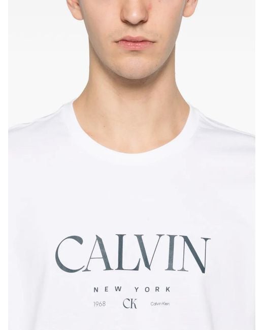 Calvin Klein White T-Shirt With Lettering Logo for men