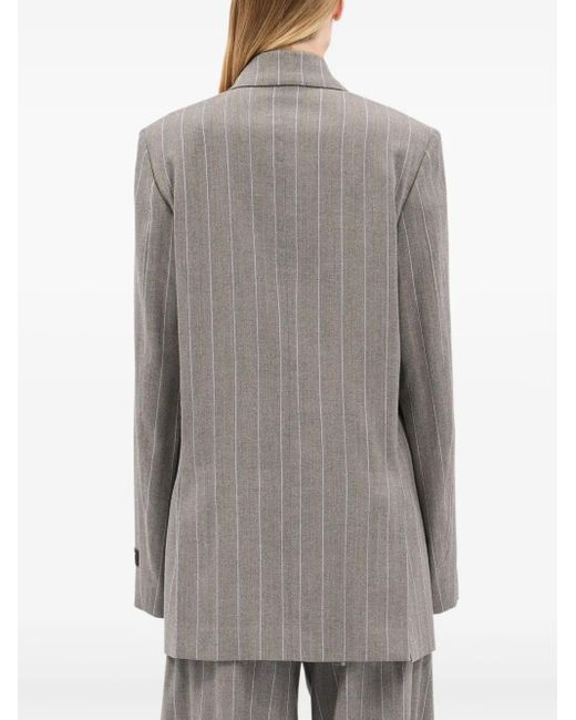 MSGM Gray Pinstripe Double-Breasted Jacket