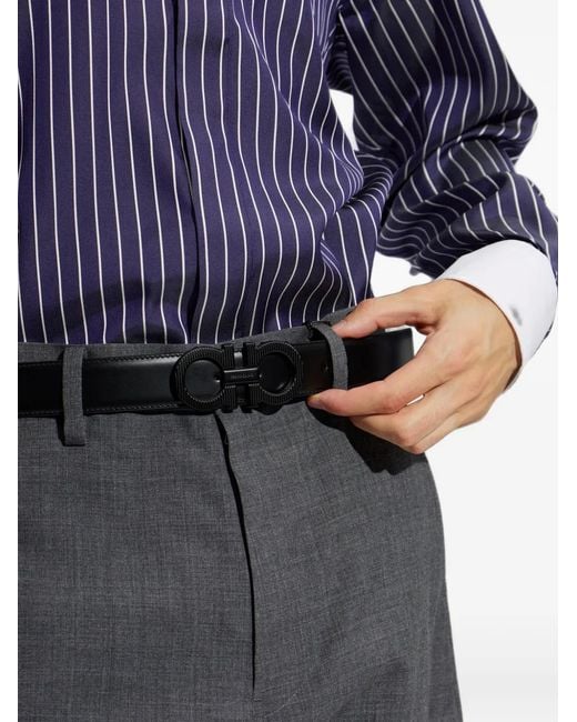 Ferragamo White Reversible And Adjustable Knurled Gancini Belt for men