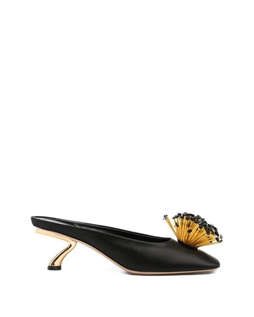 Ferragamo Black S-Shaped Heel Mules