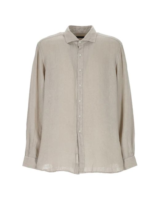 Fay White Long-Sleeve Spread-Collar Shirt for men