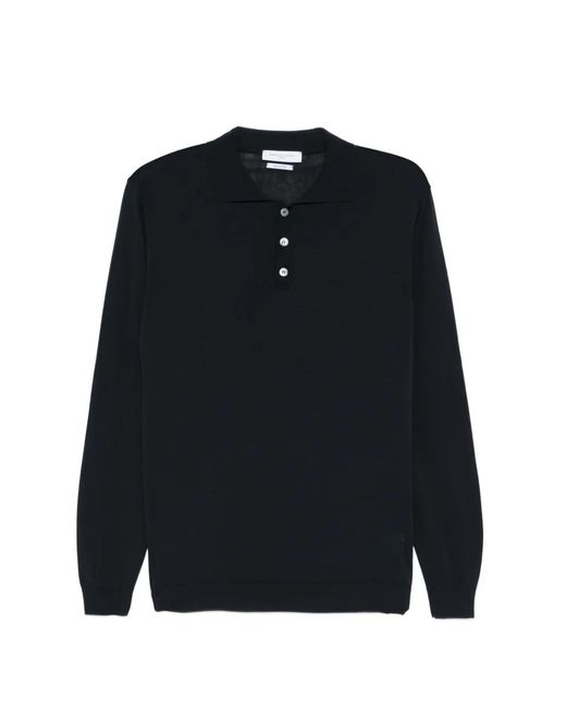 Daniele Fiesoli Black Long-Sleeve Cotton Polo Shirt for men