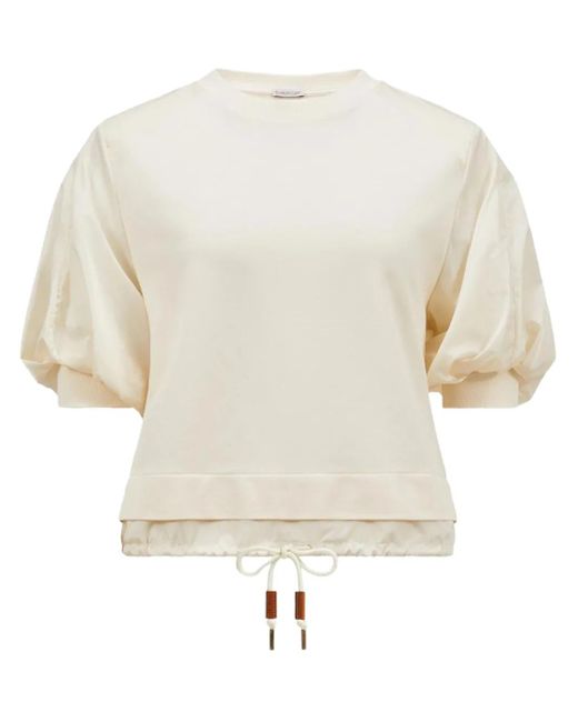 Camiseta De Algodón Con Mangas Abullonadas, Mujer, Talla Moncler de color White