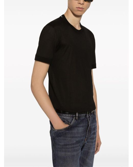 T-shirt en soie à col rond Dolce & Gabbana pour homme en coloris Black
