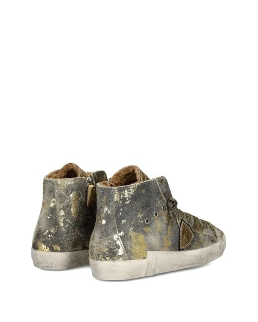 Philippe Model Brown Metallic High-Top Sneakers