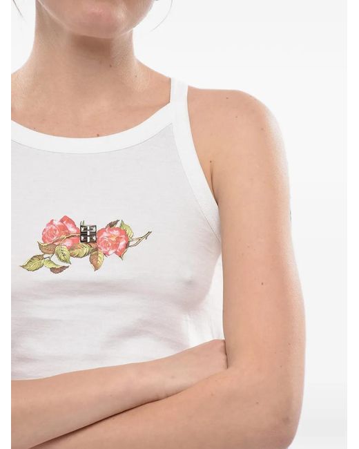 Givenchy White Graphic-Print Cropped Top