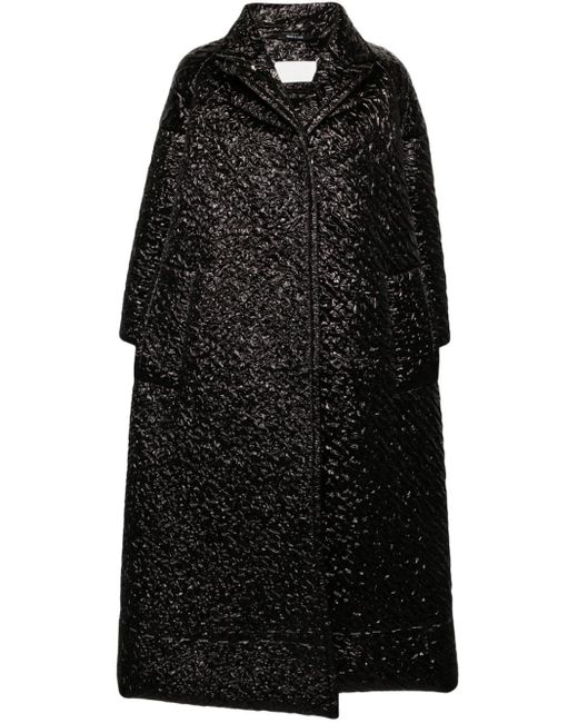 Maison Margiela Black A-line Crinkled Coat