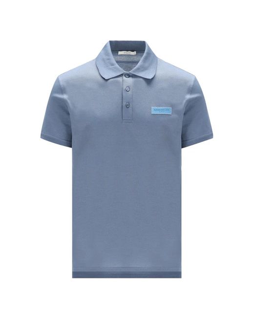 Givenchy Blue Logo-Patch Polo Shirt for men