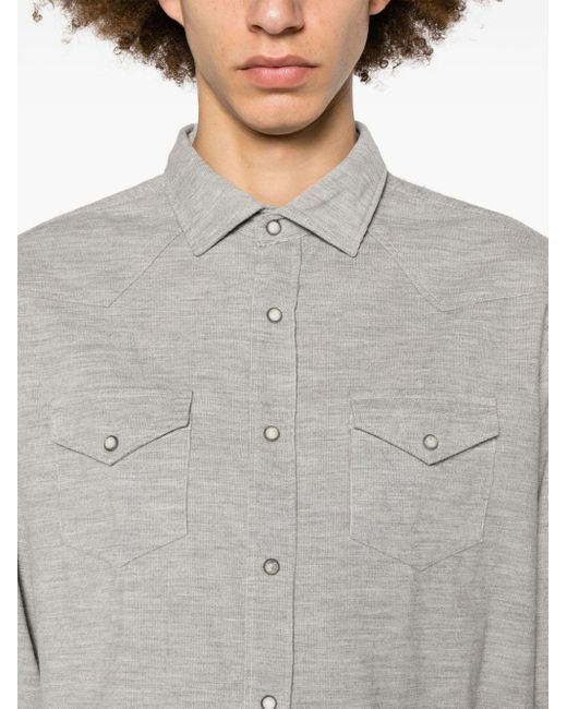 Eleventy Gray Texas Corduroy Cotton Shirt for men
