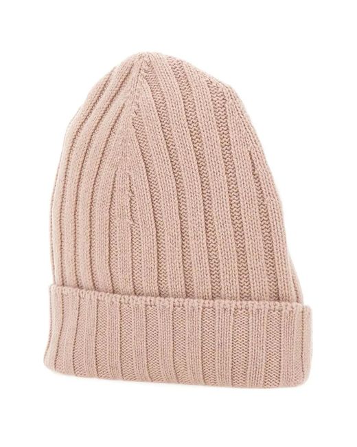 Gran Sasso Pink Ribbed Beanie Hat for men