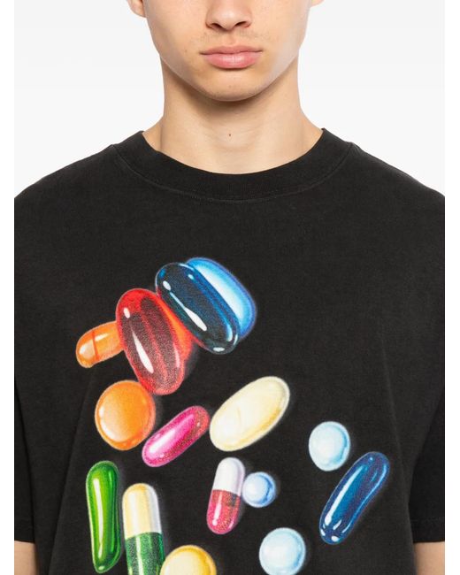 Melt Black Graphic-Print T-Shirt for men