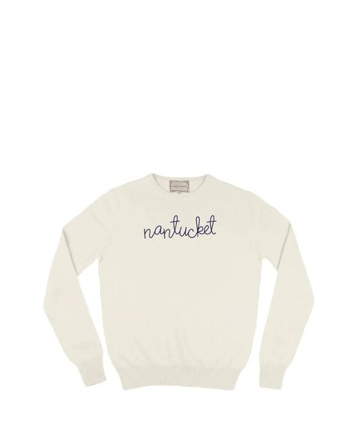 Lingua Franca White Nantucket Crew-Neck Sweater