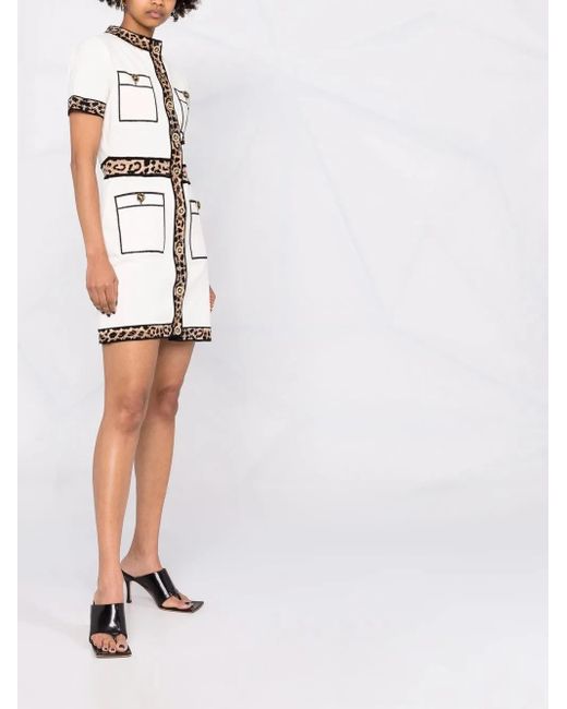 Philipp Plein White Leopard Trim Dress