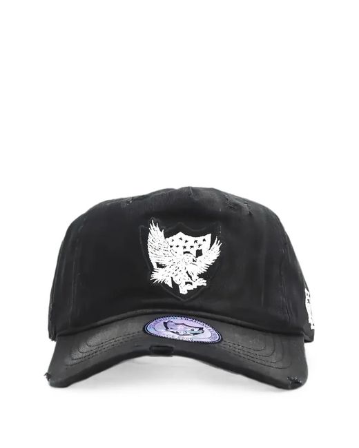 HTC Black Eagle-Patch Distressed Baseball Cap for men