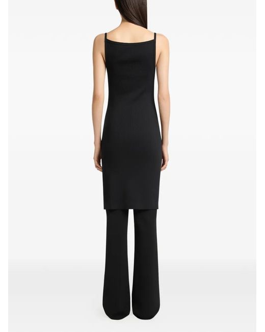 Courreges Black 90's Rib Strap Midi Dress