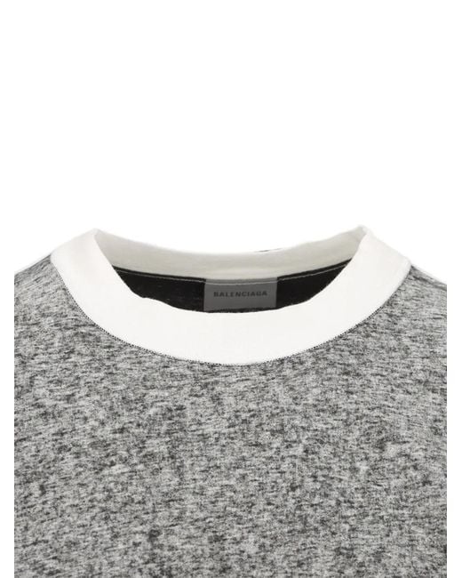Balenciaga Gray Logo-Print Heathered T-Shirt for men