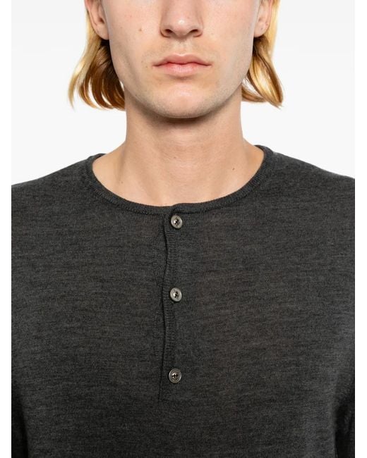 TEAM WANG design Black Reset Henley T-Shirt