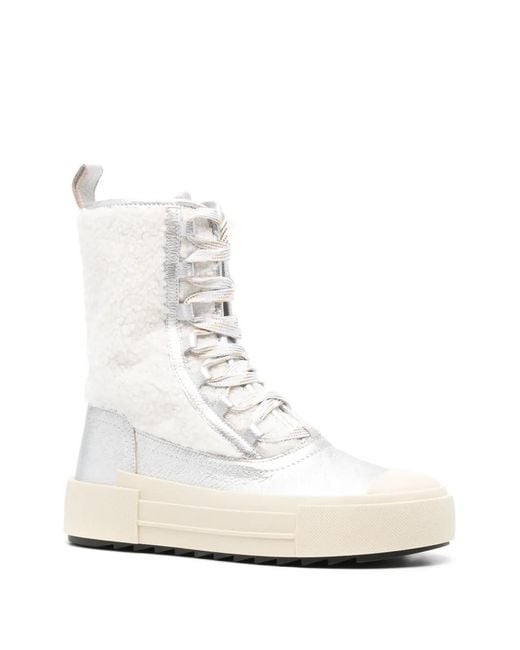 Philippe Model White Leather New Hybrid High Sneakers With Fur