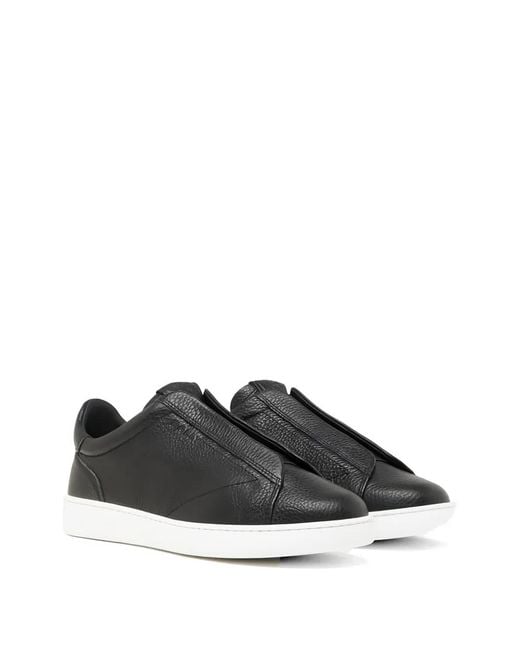 Bally Black Grainy-Leather Slip-On Sneakers