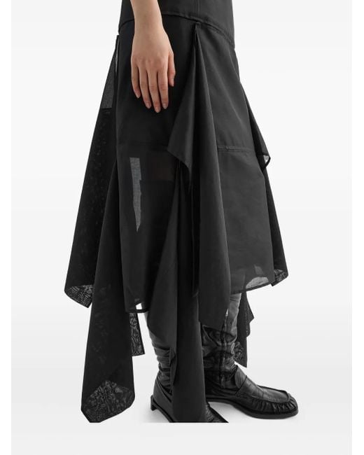 Gonna Midi Con Inserti di Jil Sander in Black