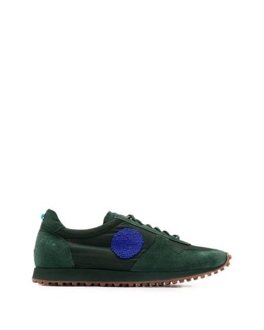 Blu Scarpa Green Suede Sneakers for men