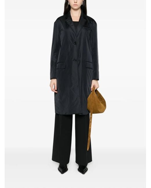Aspesi Black Manteau Boutonné À Empiècements Matelassés