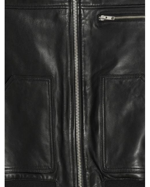 ROTATE BIRGER CHRISTENSEN Black Zip Leather Bomber Jacket