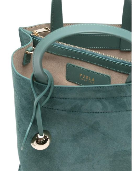 Furla Green Logo-Tag Leather Tote Bag