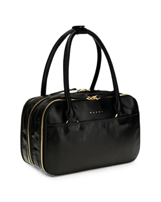 Marni Black Boxyne Leather Tote Bag