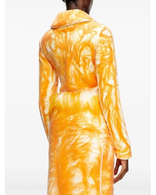 DIESEL Yellow Cropped Faux-Fur Two-Way Zip Jacket