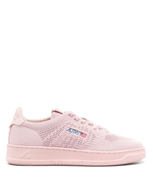 Autry Pink Easeknit Open-knit Sneakers