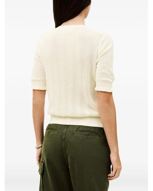 Ba&sh White Viola Ruffled Polo Top