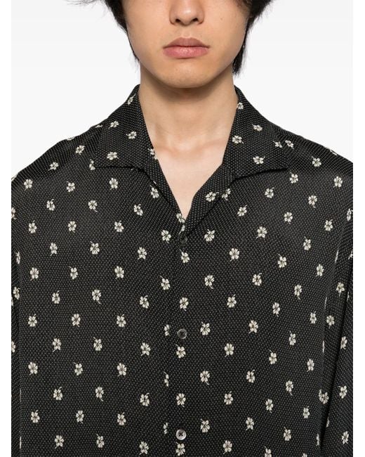CALMLENCE Classic Open-Collar Shirt in Black for Men | Lyst UK