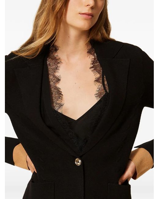 Twinset Black Knit Jacket With Contrasting Details
