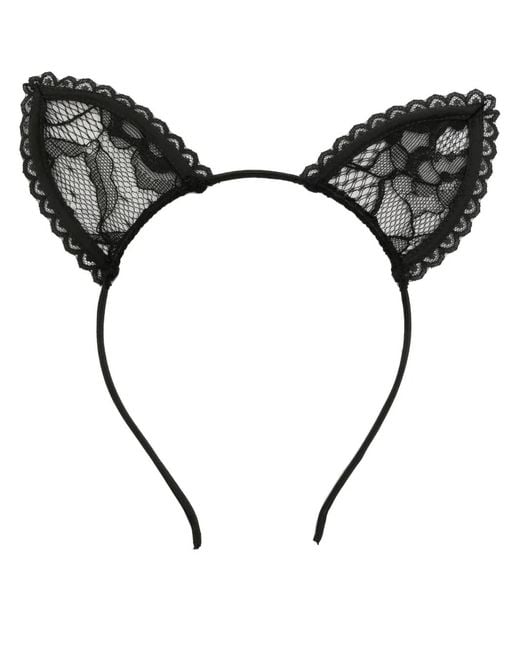 Fleur du Mal Black Cat-Ears Lace Headband