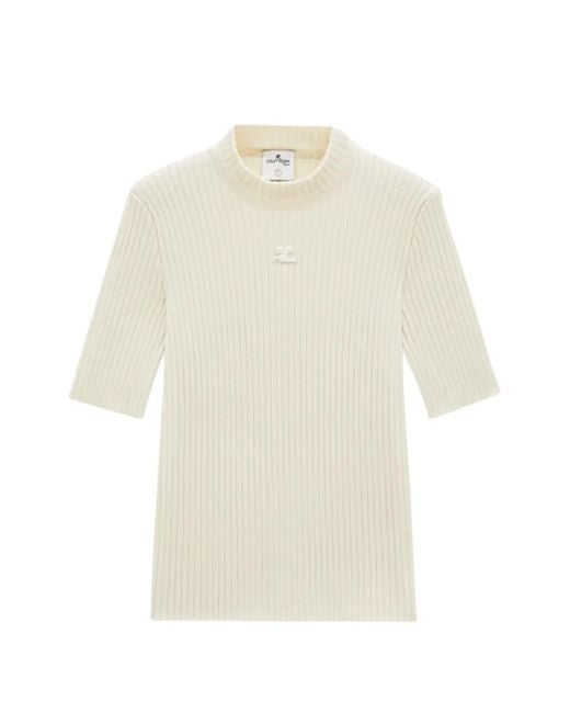 Courreges White Logo-Patch Ribbed Sweater