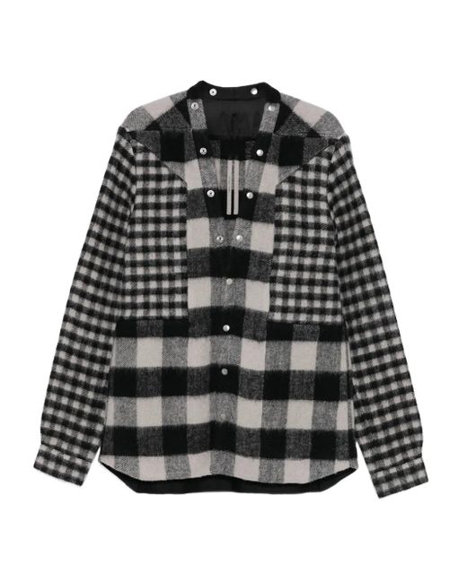 Rick Owens Black Patchwork Checked Wool Jacket for men