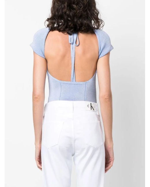 Calvin Klein White Mid-Rise Tapered-Leg Jeans