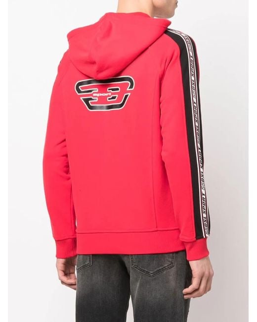 DIESEL Red Side Logo-Print Detail Hoodie for men