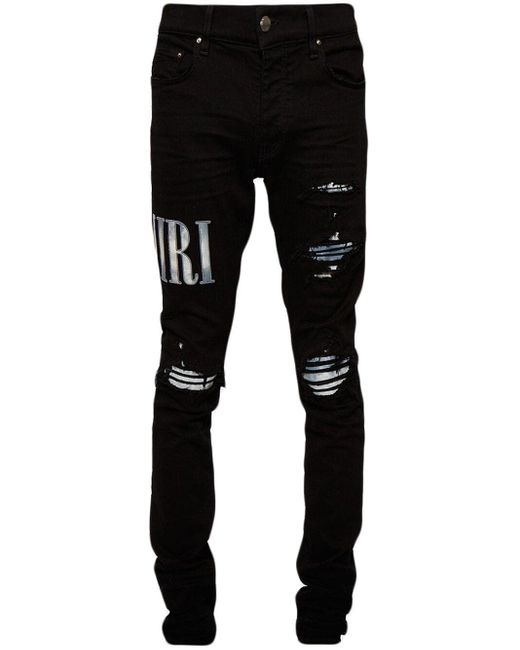 Amiri Tiedye Core Logoembroidered Jeans in Black for Men Lyst