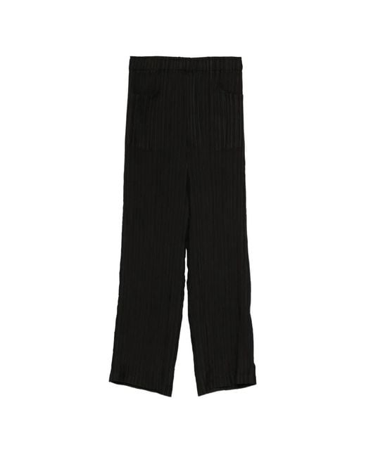 GONGDID DESIGN Black Plissé Cropped Trousers