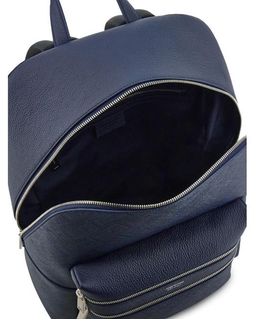Ferragamo Blue Embossed Gancini Backpack for men